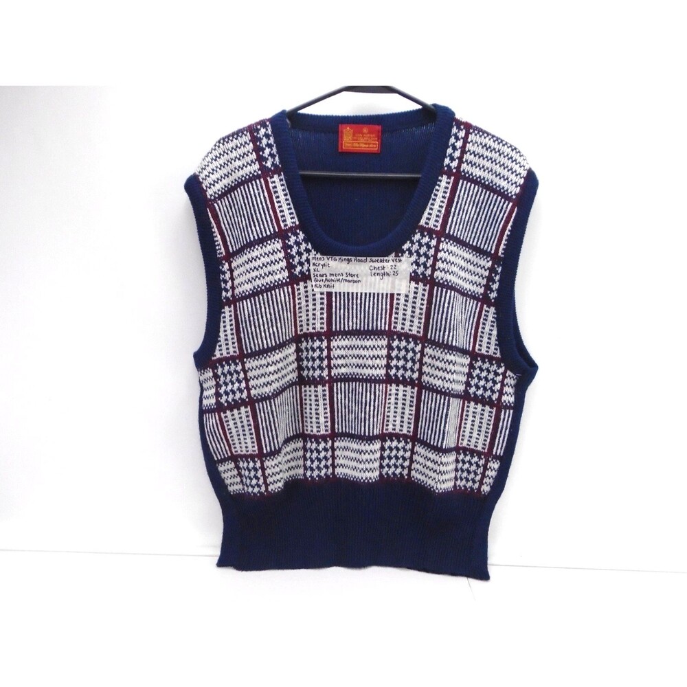 Vintage Sears 1970's Kings Road Sweater Vest Men’s Size XL Rib Knit